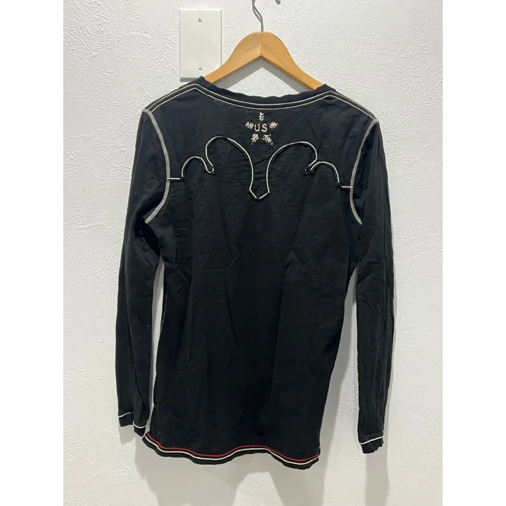 Women's Double D Ranch Black Long Sleeve Tee L with White Embroidery - Picture 2 of 8
